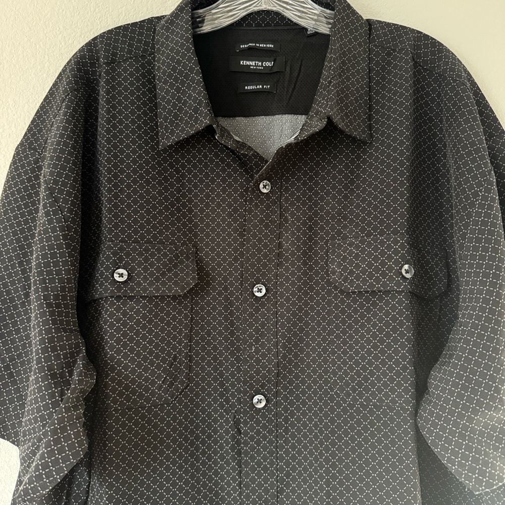 Kenneth Cole 3X Regular fit Men's Black Button-Up Shirt